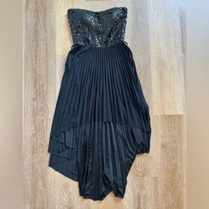 Elegant Strapless Black Sequin Dress